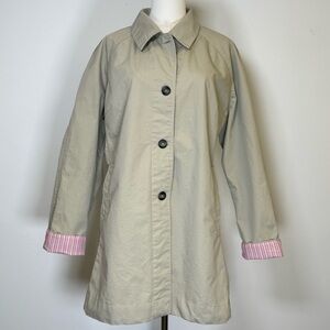 Columbia Cotton Canvas Khaki Rain/Utility Jacket Striped Lining Women’s Size XL